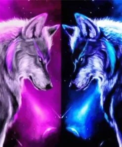 Blue And Purple wolf Diamond Painting