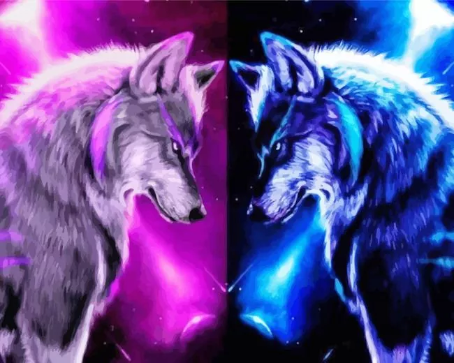 blue and purple wolf Diamond Paintings Blue And Purple wolf Diamond Painting