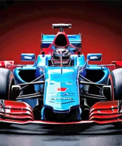 Blue And Red Car Diamond Painting