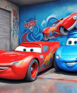 Blue And Red Cars Diamond Painting