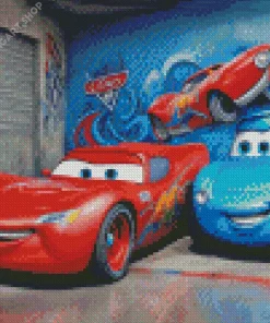 Blue And Red Cars Diamond Painting
