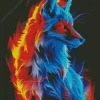 Blue And Red Fire Wolf Diamond Painting