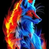 Blue And Red Fire Wolf Diamond Painting