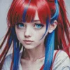 Blue And Red Girl Diamond Painting