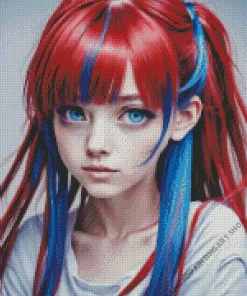 Blue And Red Girl Diamond Painting