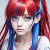 Blue And Red Girl Diamond Painting
