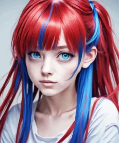 Blue And Red Girl Diamond Painting