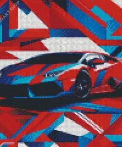 Blue And Red Lamborghini Diamond Painting
