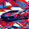 Blue And Red Lamborghini Diamond Painting