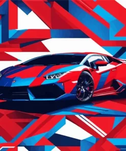 Blue And Red Lamborghini Diamond Painting
