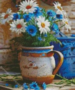 Blue And White Flowers Vase Diamond Painting