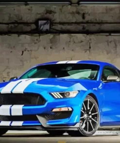 Blue And White Mustang Car Diamond Painting