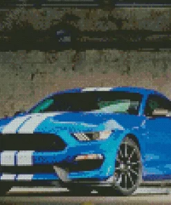 Blue And White Mustang Car Diamond Painting