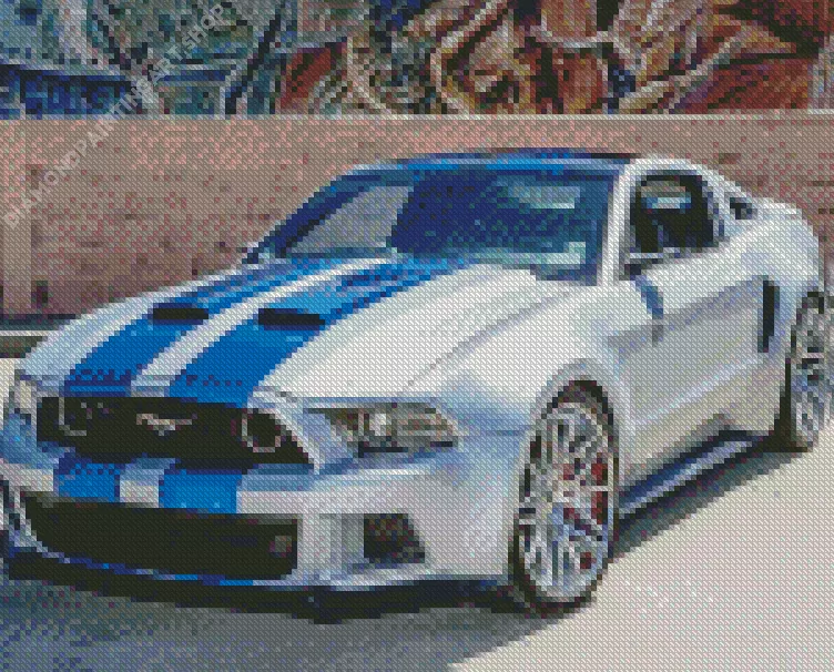 blue and white mustang sport car Diamond Paints