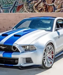 Blue And White Mustang Sport Car Diamond Painting