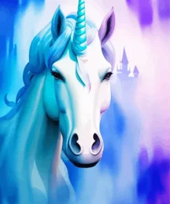 Blue And White Unicorn Art Diamond Painting