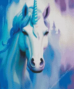 Blue And White Unicorn Art Diamond Painting
