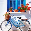 Blue Bike And Flowers Diamond Painting