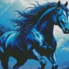 Blue Black Horse Diamond Painting