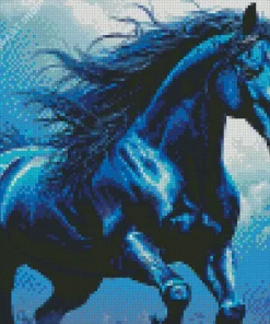 Blue Black Horse Diamond Painting
