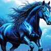 Blue Black Horse Diamond Painting