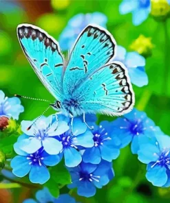 Blue Butterfly And Flower Diamond Painting
