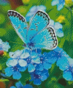Blue Butterfly And Flower Diamond Painting