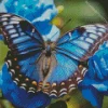 Blue Butterfly And Flowers Diamond Painting