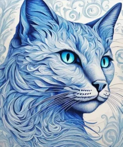 Blue Cat Art Diamond Painting