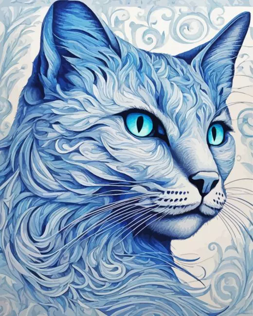 blue cat art Diamond Paints Blue Cat Art Diamond Painting