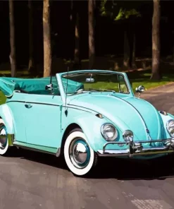 Blue Convertible Beetle Diamond Painting