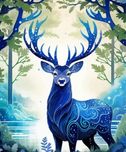 Blue Deer Art Diamond Painting