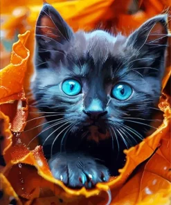 Blue Eyed Black Cat Diamond Painting