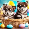 Blue Eyed Pomsky Puppies Diamond Painting