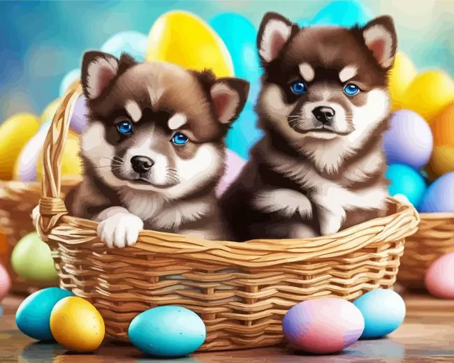 blue eyed pomsky puppies Diamond Paintings Blue Eyed Pomsky Puppies Diamond Painting