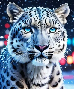 Blue Eyed Snow Leopard Diamond Painting