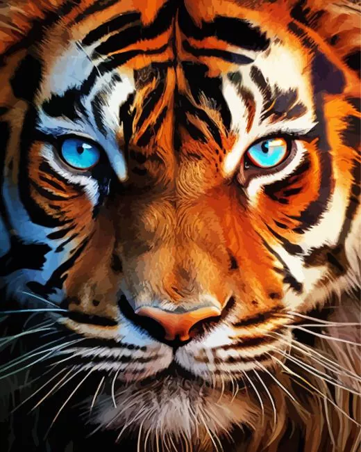 blue eyed tiger Diamond Paintings Blue Eyed Tiger Diamond Painting