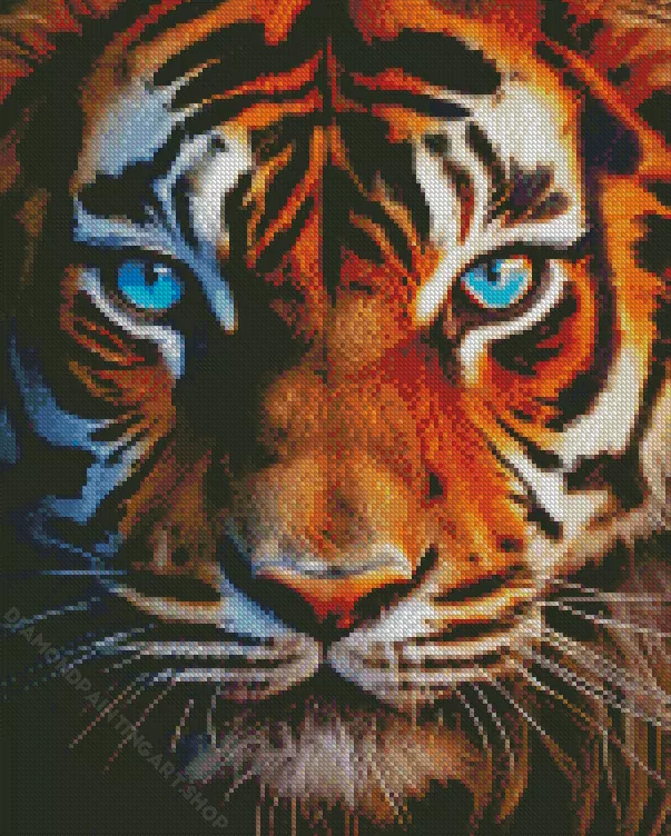 blue eyed tiger8 Diamond With Numbers Blue Eyed Tiger Diamond Painting