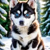 Blue Eyes Husky Diamond Painting