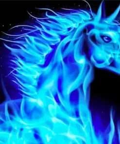 Blue Fire Horse Diamond Painting
