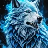 Blue Flame Wolf Diamond Painting