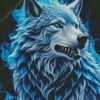 Blue Flame Wolf Diamond Painting