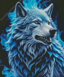 Blue Flame Wolf Diamond Painting