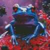Blue Frog And Butterflies Diamond Painting