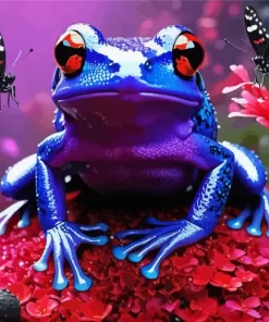 Blue Frog And Butterflies Diamond Painting