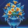 Blue Glass Flower Vase Diamond Painting