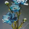 Blue Glass Flowers Diamond Painting