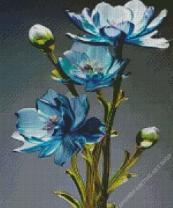 Blue Glass Flowers Diamond Painting
