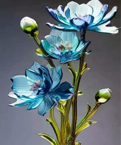 Blue Glass Flowers Diamond Painting