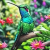 Blue Green Hummingbird Diamond Painting